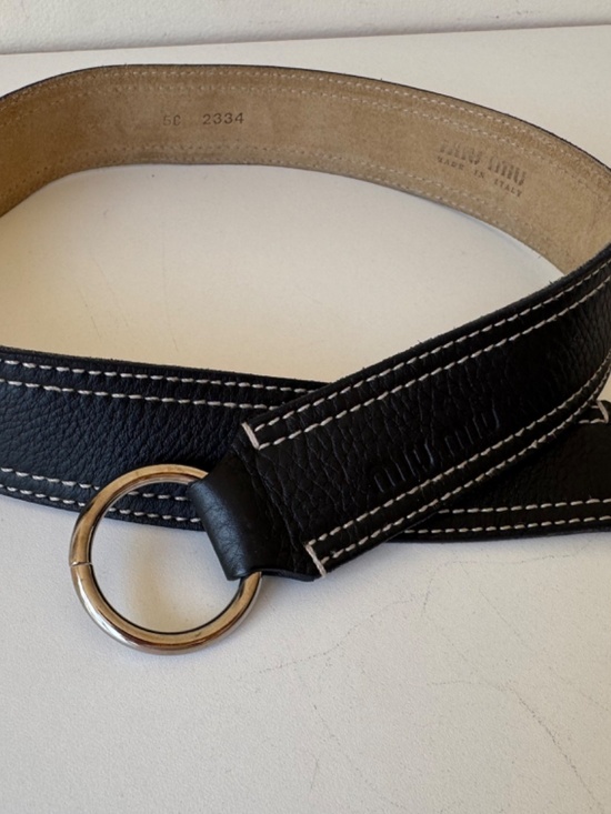 Miu Miu Black Leather Wide Belt Silver Hardware Statement Italy main image 3